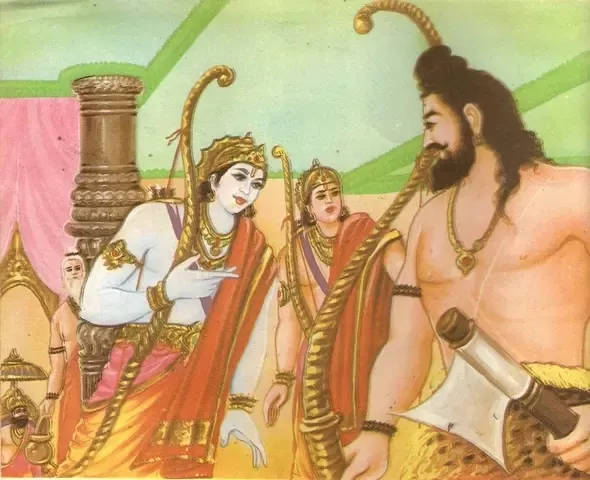 Parashurama and Sri Rama face each other